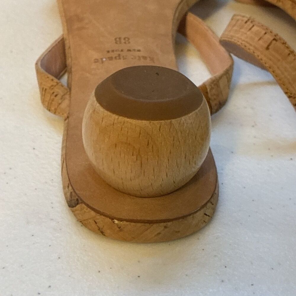 Kate Spade Sandal Women’s New York Palm Springs Leather Slide Natural Sz 8B Shoe - Picture 7 of 15